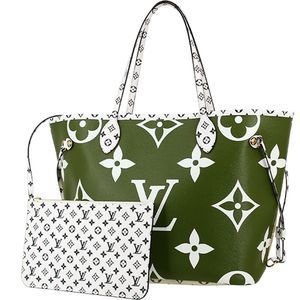 Neverfull Monogram Calf Leather Giant Green White Beige MM